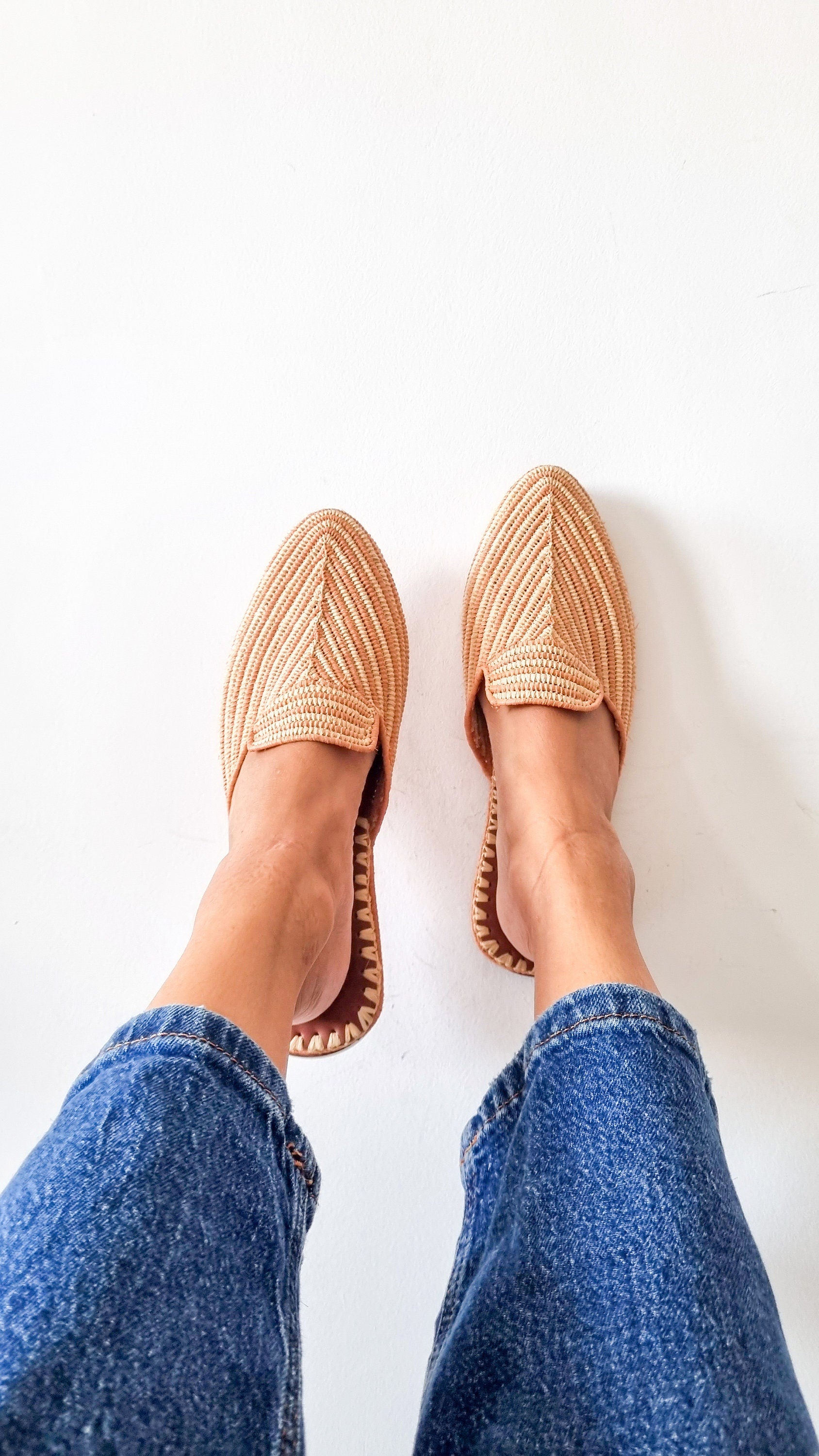 Ready to Ship, Raffia Mules, Moroccan Raffia Babouch, Handmade Boho Shoes