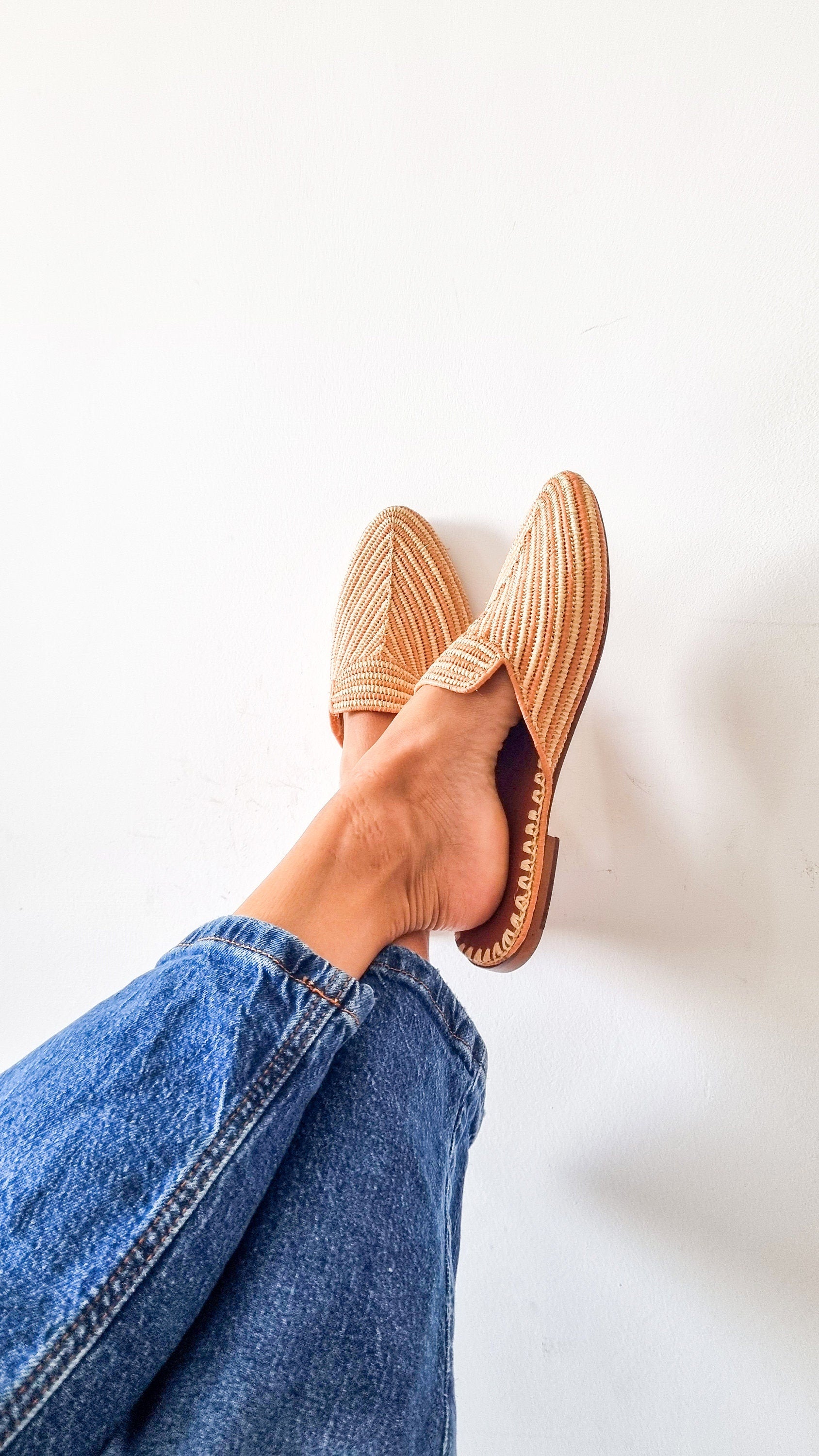 Ready to Ship, Raffia Mules, Moroccan Raffia Babouch, Handmade Boho Shoes