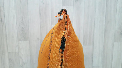 Cactus Silk Cushion Cover - Orange Sabra Pillow - Handmade Morocco Cushion