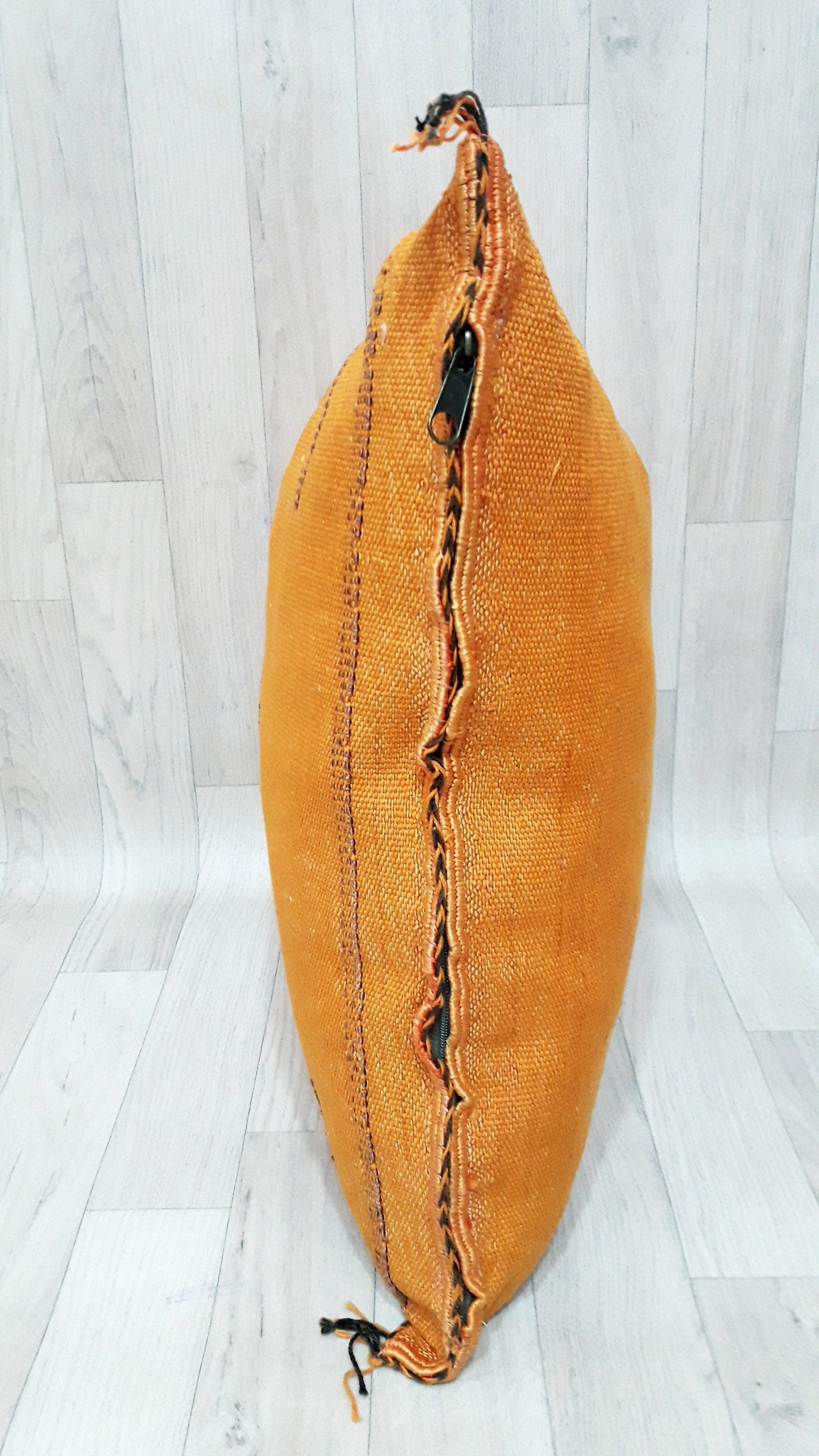 Cactus Silk Cushion Cover - Orange Sabra Pillow - Handmade Morocco Cushion