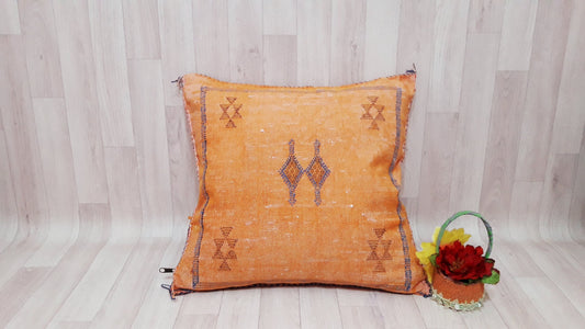 50% off Cactus Silk Pillow Cover, Moroccan Boho Throw Pillow ,Hand Woven Berber Pillow, Sabra Cactus Silk Cushion Cover,Pillow,Cushion