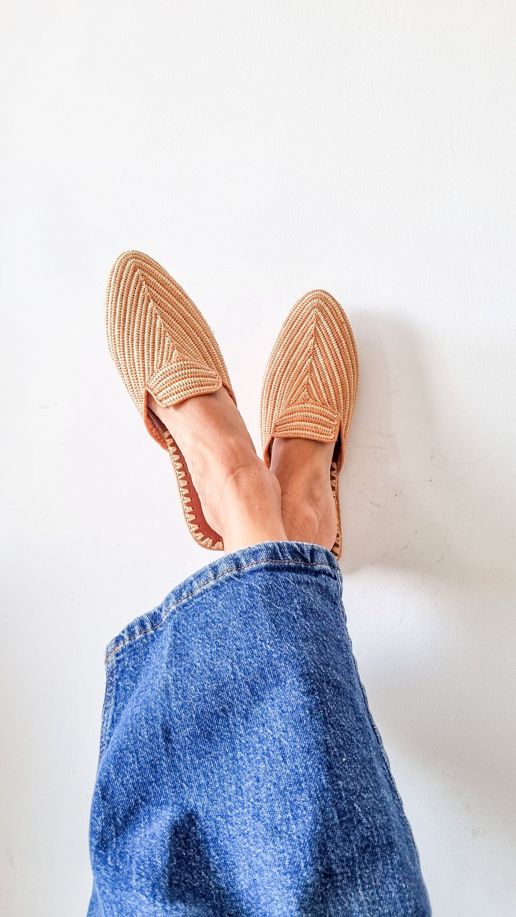 Ready to Ship, Raffia Mules, Moroccan Raffia Babouch, Handmade Boho Shoes