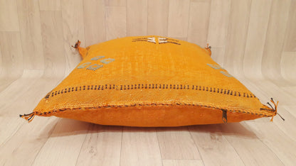 Cactus Silk Pillow Cover, Moroccan Boho Throw Pillow ,Hand Woven Berber Pillow, Sabra Cactus Silk Cushion Cover,Pillow,Cushion.Home Decor