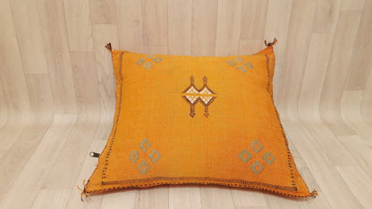 Cactus Silk Pillow Cover, Moroccan Boho Throw Pillow ,Hand Woven Berber Pillow, Sabra Cactus Silk Cushion Cover,Pillow,Cushion.Home Decor