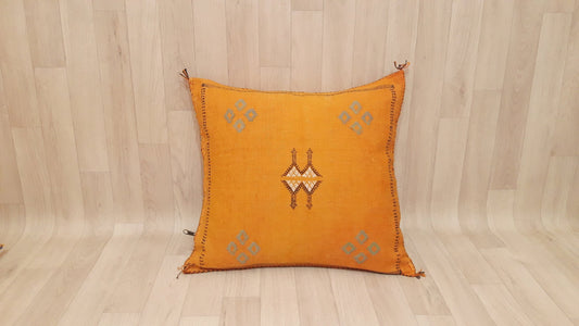 Cactus Silk Pillow Cover, Moroccan Boho Throw Pillow ,Hand Woven Berber Pillow, Sabra Cactus Silk Cushion Cover,Pillow,Cushion.Home Decor