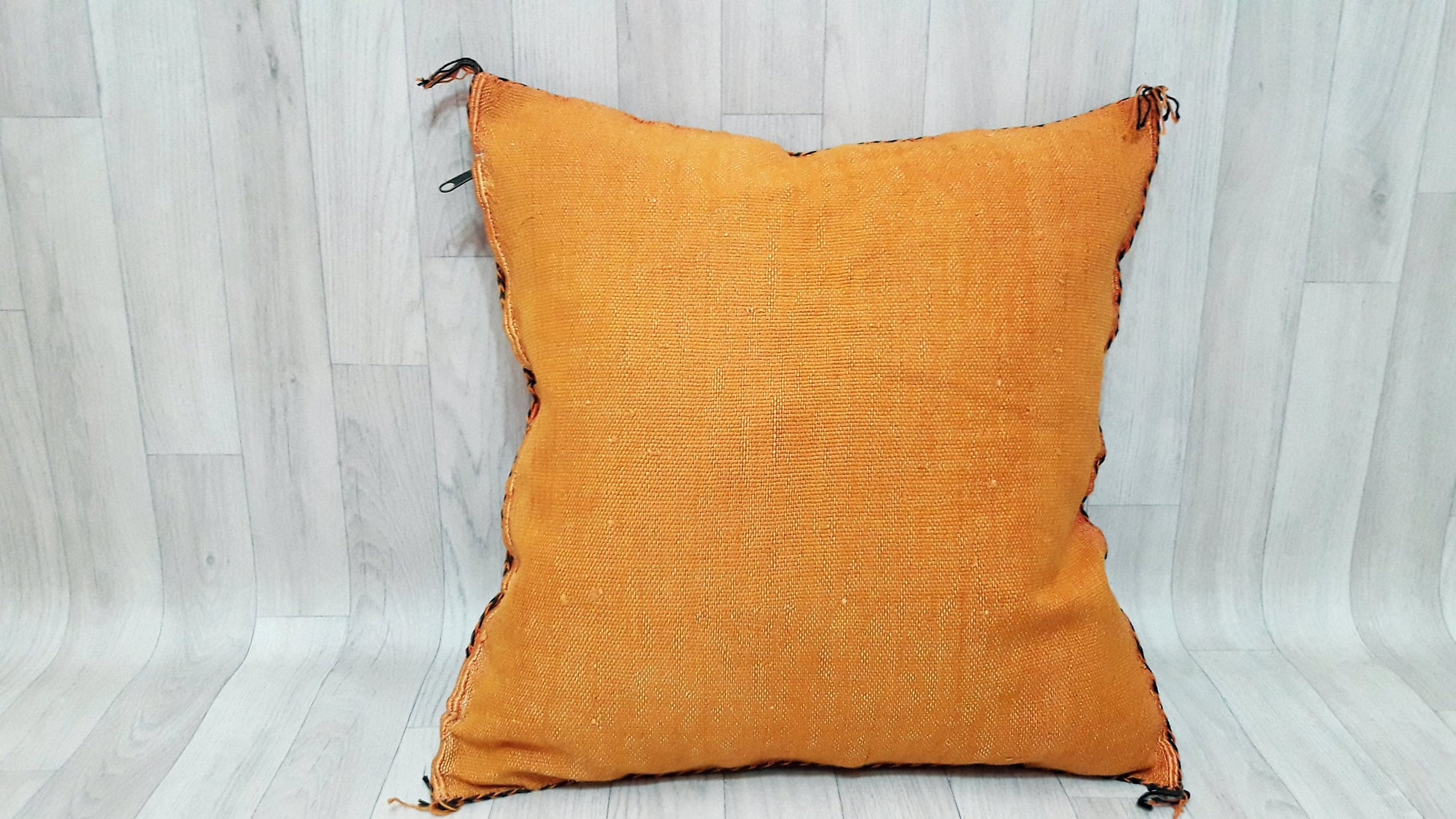 Cactus Silk Cushion Cover - Orange Sabra Pillow - Handmade Morocco Cushion