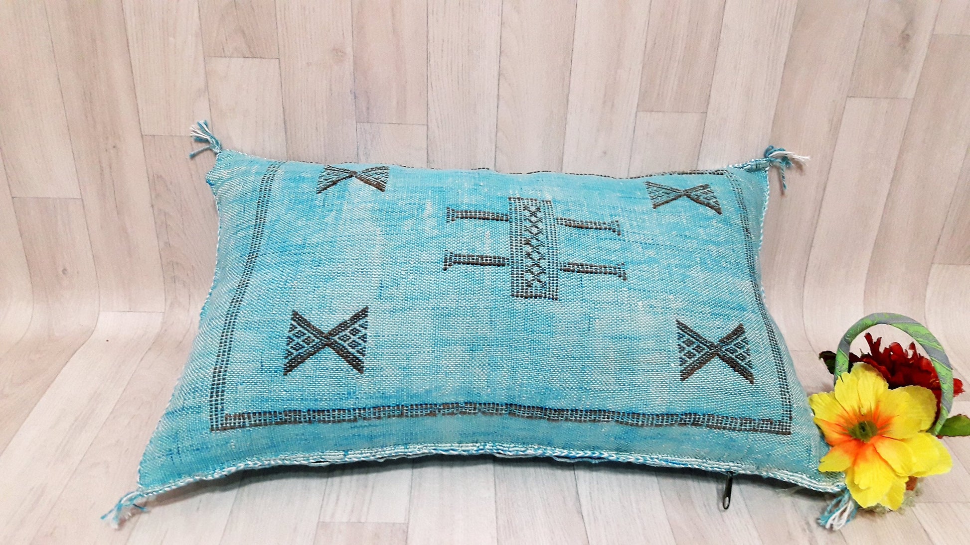 50% off Cactus Silk Pillow Cover, Moroccan Boho Throw Pillow ,Hand Woven Berber Pillow, Sabra Cactus Silk Cushion Cover,Pillow,Cushion