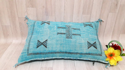 50% off Cactus Silk Pillow Cover, Moroccan Boho Throw Pillow ,Hand Woven Berber Pillow, Sabra Cactus Silk Cushion Cover,Pillow,Cushion