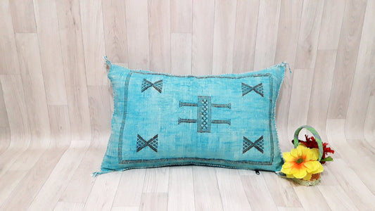 50% off Cactus Silk Pillow Cover, Moroccan Boho Throw Pillow ,Hand Woven Berber Pillow, Sabra Cactus Silk Cushion Cover,Pillow,Cushion