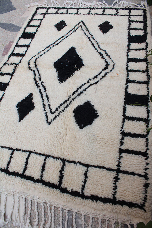Morroccan Rug 3X5, Berber Teppich, Moroccan Rug Small, Black & White Moroccan Rug Beni Ourain, Hand-Knotted Wool Rug, Marokkanischer Teppich