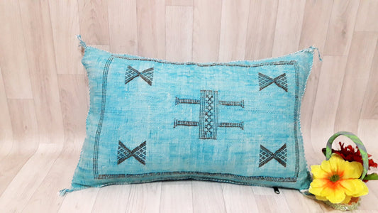 50% off Cactus Silk Pillow Cover, Moroccan Boho Throw Pillow ,Hand Woven Berber Pillow, Sabra Cactus Silk Cushion Cover,Pillow,Cushion