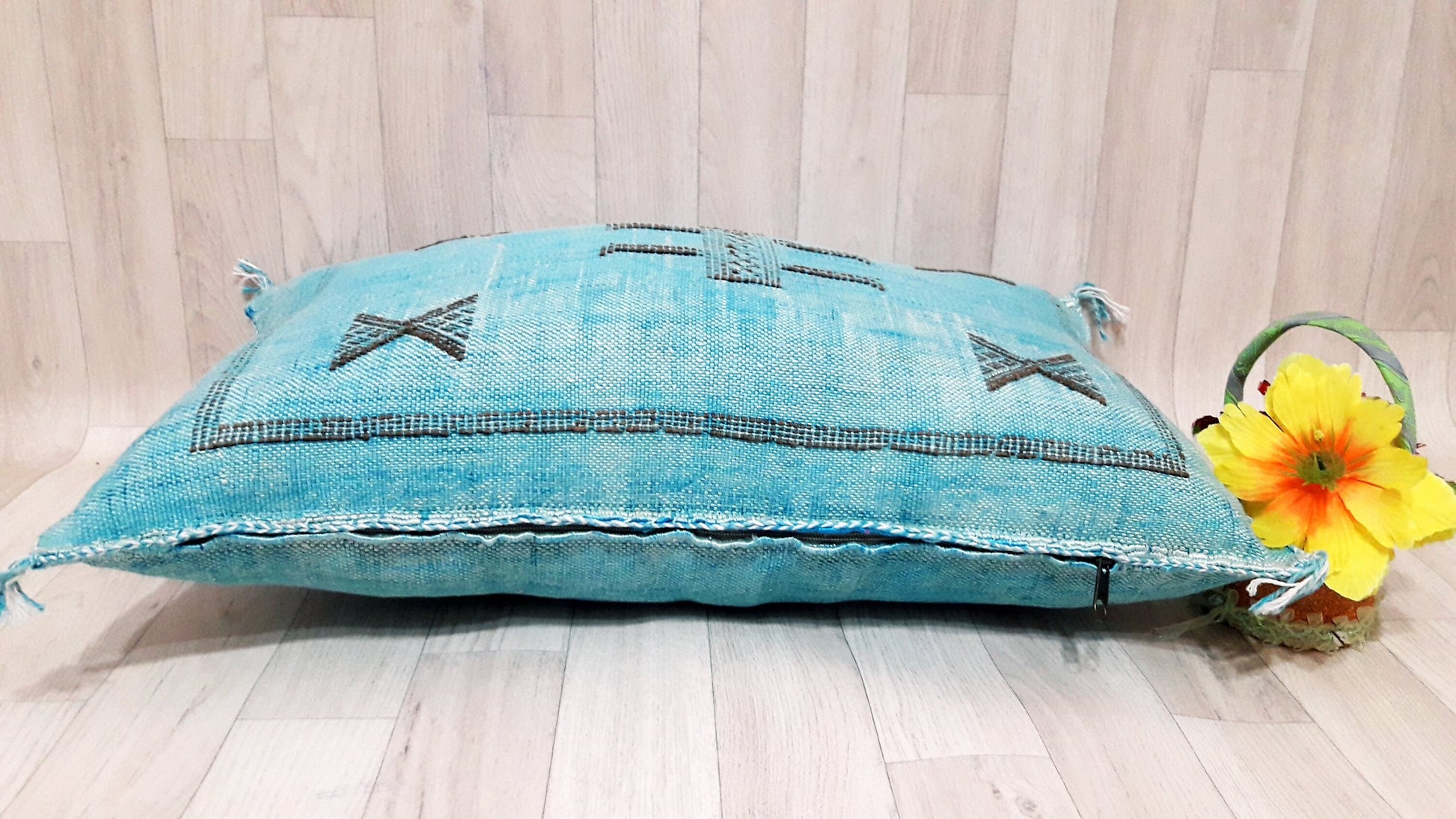 50% off Cactus Silk Pillow Cover, Moroccan Boho Throw Pillow ,Hand Woven Berber Pillow, Sabra Cactus Silk Cushion Cover,Pillow,Cushion