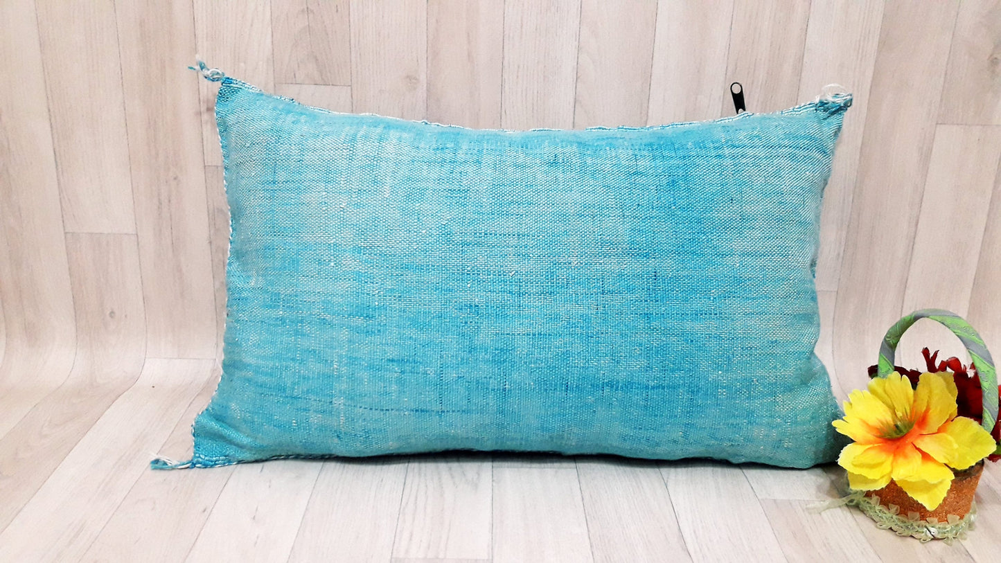 50% off Cactus Silk Pillow Cover, Moroccan Boho Throw Pillow ,Hand Woven Berber Pillow, Sabra Cactus Silk Cushion Cover,Pillow,Cushion