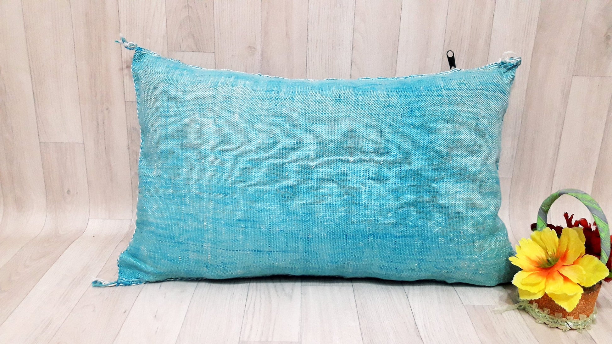 50% off Cactus Silk Pillow Cover, Moroccan Boho Throw Pillow ,Hand Woven Berber Pillow, Sabra Cactus Silk Cushion Cover,Pillow,Cushion