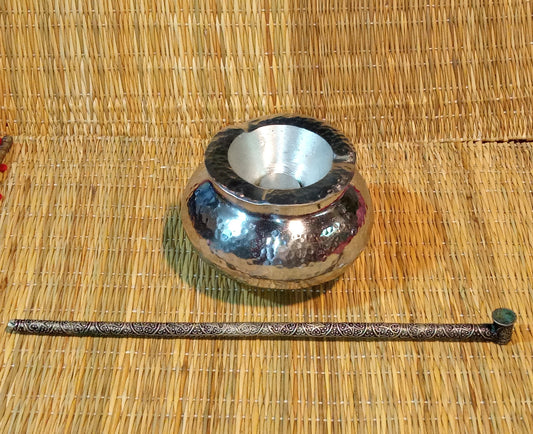 Moroccan Metalic Ashtray with Pipe Unique Ashtray, Decorative Ashtray, Silver Ashtray, Handmade Pipe, Metal Ashtray, Metal Pipe