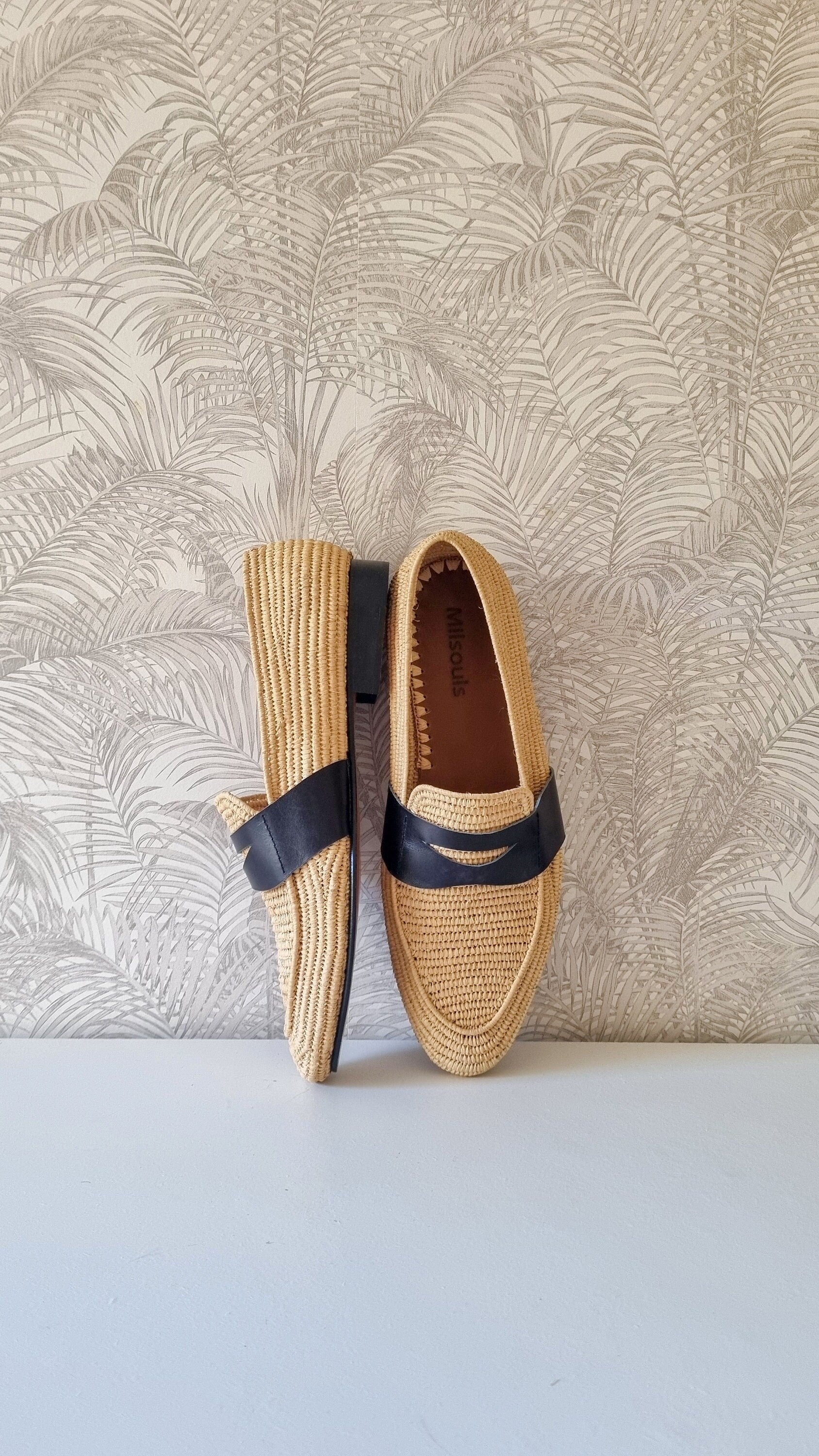 Men Loafer Raffia Handmade Shoes for Men Moroccan Raffia Men Shoes Classic Wedding Shoes