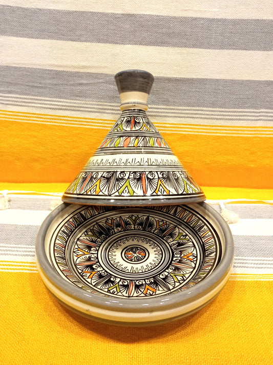Moroccan Serving Tagine Hand-Painted Tagine Decorative Tajine Tagine Pot Kitchenware Tagine Ceramic Tagine Gray Tagine Tagine Pot