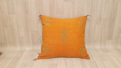 50% off Cactus Silk Pillow Cover, Moroccan Boho Throw Pillow ,Hand Woven Berber Pillow, Sabra Cactus Silk Cushion Cover,Pillow,Cushion