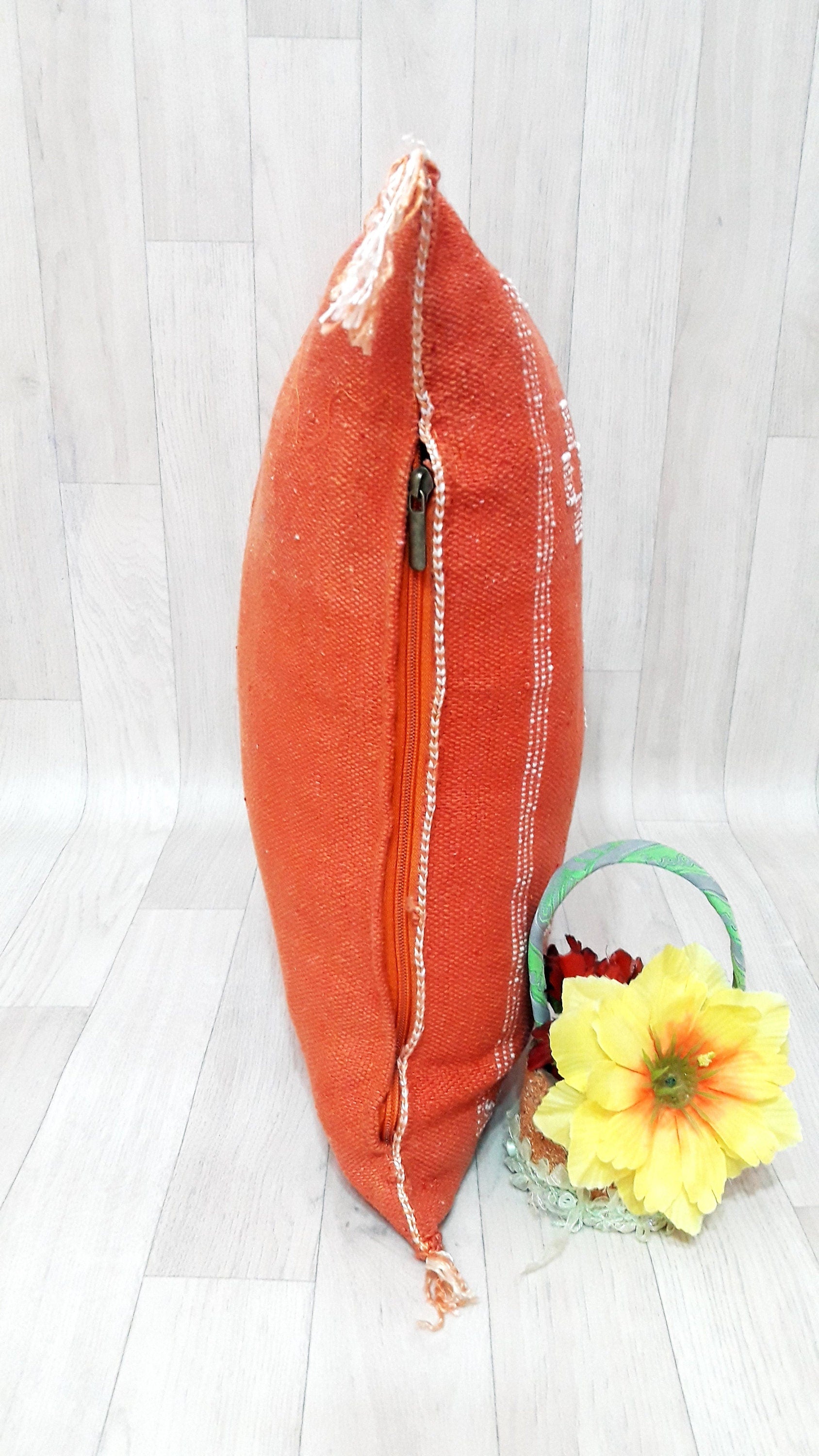 Orange Cactus Silk Pillow Cover, Moroccan Sabra Cushion Cover , Boho Pillow, Sabra Cactus Silk Cushion,Decorative Sabra Silk Pillow