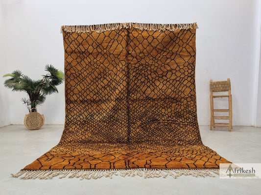 STUNNING MRIRT RUG, Handmade Wool Rug, Luxury Moroccan Rug, Hand-Woven Brown Rug, Soft High Quality Area Rug, Custom Made Berber Carpet.