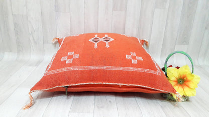 Orange Cactus Silk Pillow Cover, Moroccan Sabra Cushion Cover , Boho Pillow, Sabra Cactus Silk Cushion,Decorative Sabra Silk Pillow