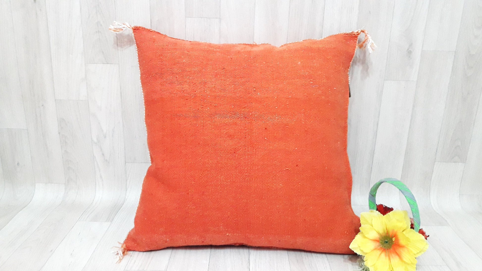 Orange Cactus Silk Pillow Cover, Moroccan Sabra Cushion Cover , Boho Pillow, Sabra Cactus Silk Cushion,Decorative Sabra Silk Pillow