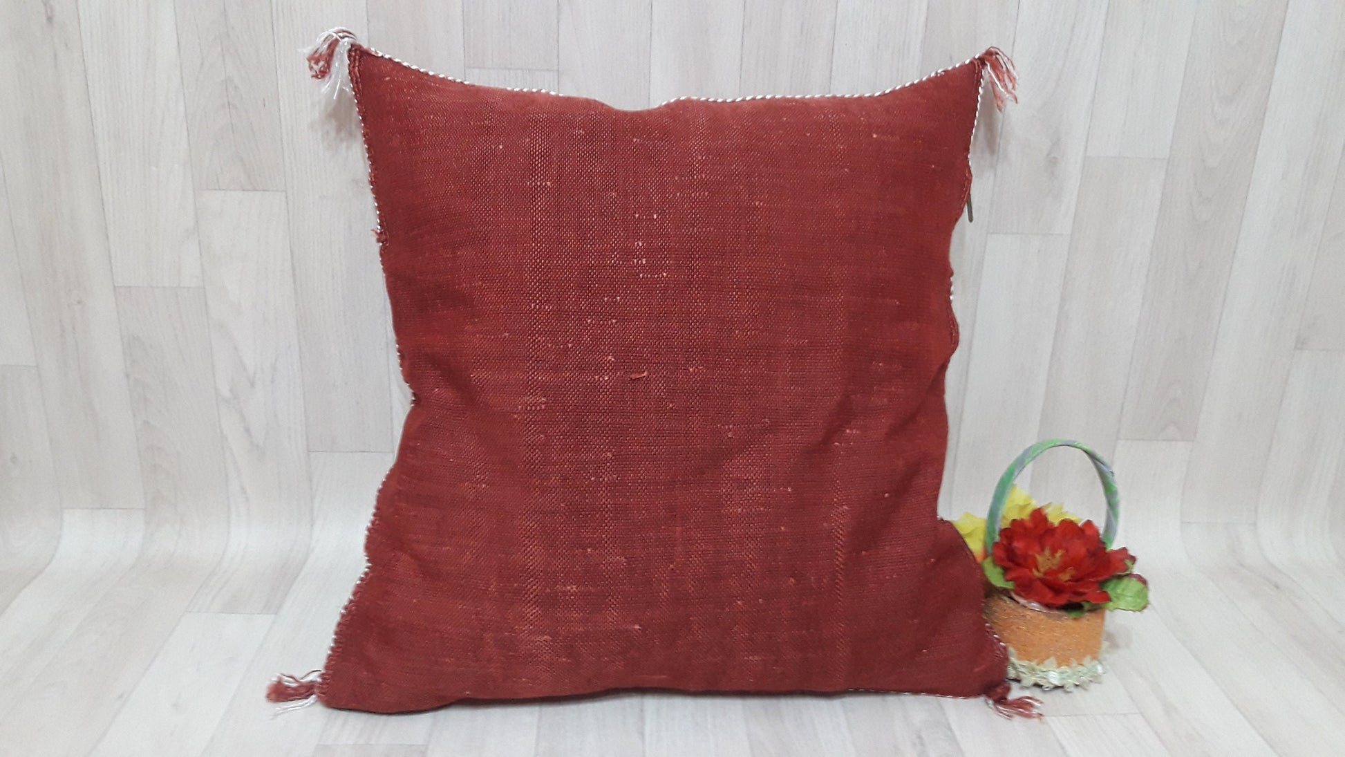 Cactus Silk Lumbar Pillow Cover - Sabra Cushion - Handmade Morocco Pillow -Boho Pillow-Moroccan Pillow-Pillows-Sabra Pillow-Home Decor