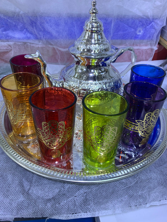 Hamsa Hand Tea Set , Moroccan Handcrafted Tea Set