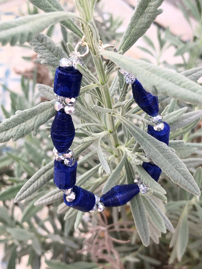 Blue and Silver Paperbead Bracelet | Jewelry from Morocco | Moroccan Design | Ecofriendly Bracelet | Women’S Bracelet | Paper Art