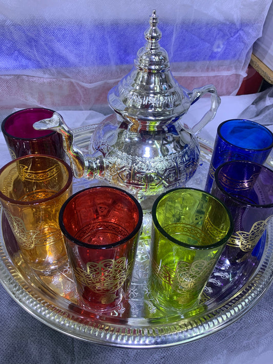 Hamsa Hand Tea Set , Moroccan Handcrafted Tea Set