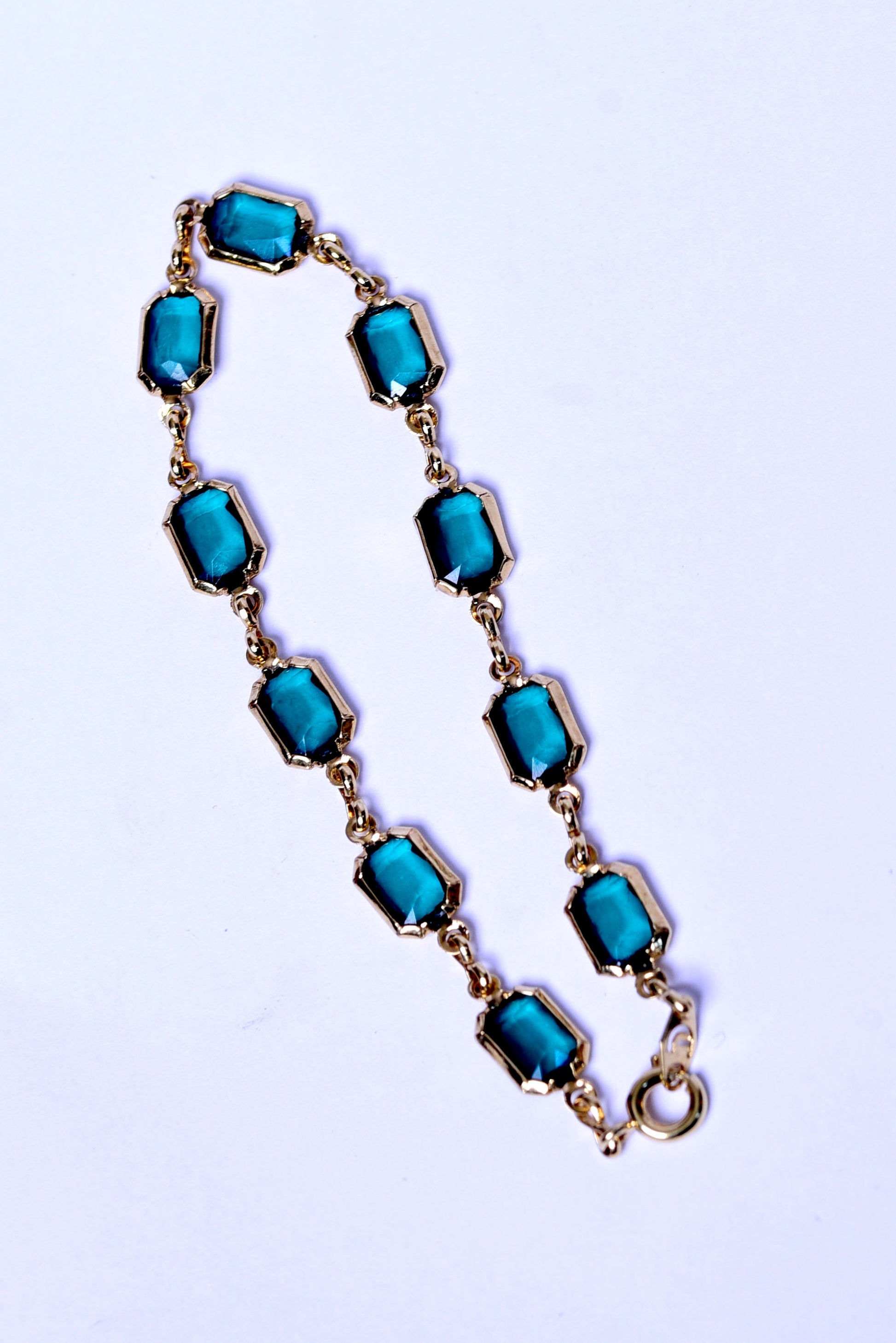 Necklace Gold Filled Dainty Emerald Green Crystal Bracelet Waterproof Stainless Steel , Green Square Hunter Bracelet