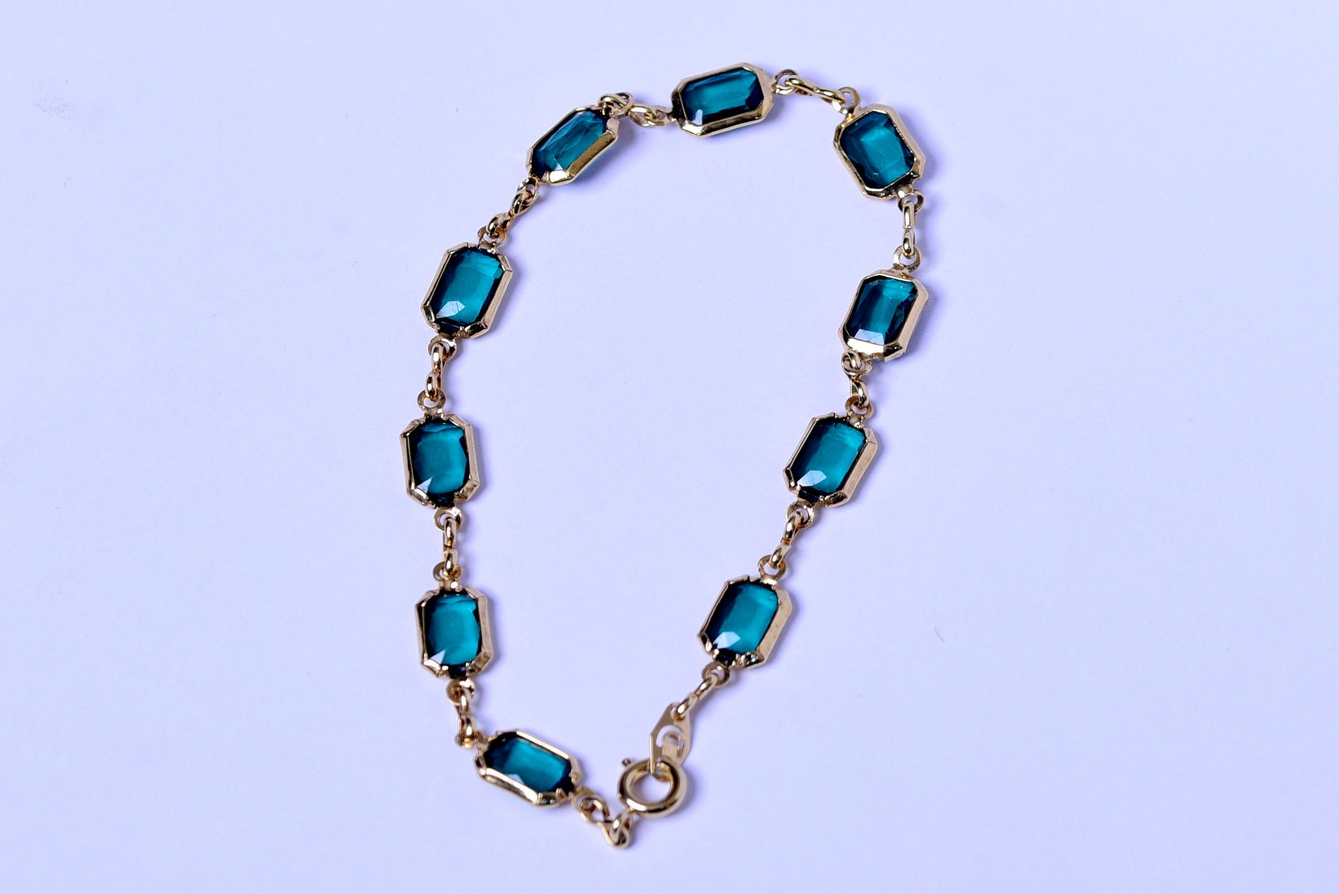 Necklace Gold Filled Dainty Emerald Green Crystal Bracelet Waterproof Stainless Steel , Green Square Hunter Bracelet