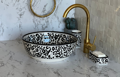 Antique Wash Basin, Vessel Sink, Bathroom Basin, Sink Bowl, Moroccan Handmade Ceramic Basin, Free Gift INCLUDED