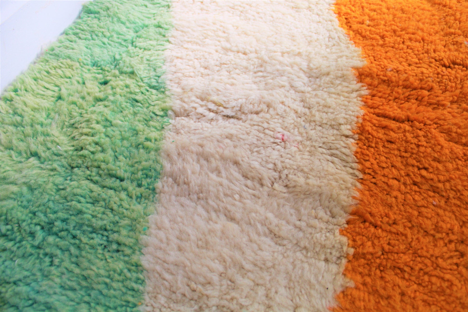 Handmade Moroccan Berber Area Rug, Beni Ourain Wool Rug, Moroccan Carpet, Colorful Tribal Rug, Green Orange Rug, Rugs Soft, Rugs and Carpet