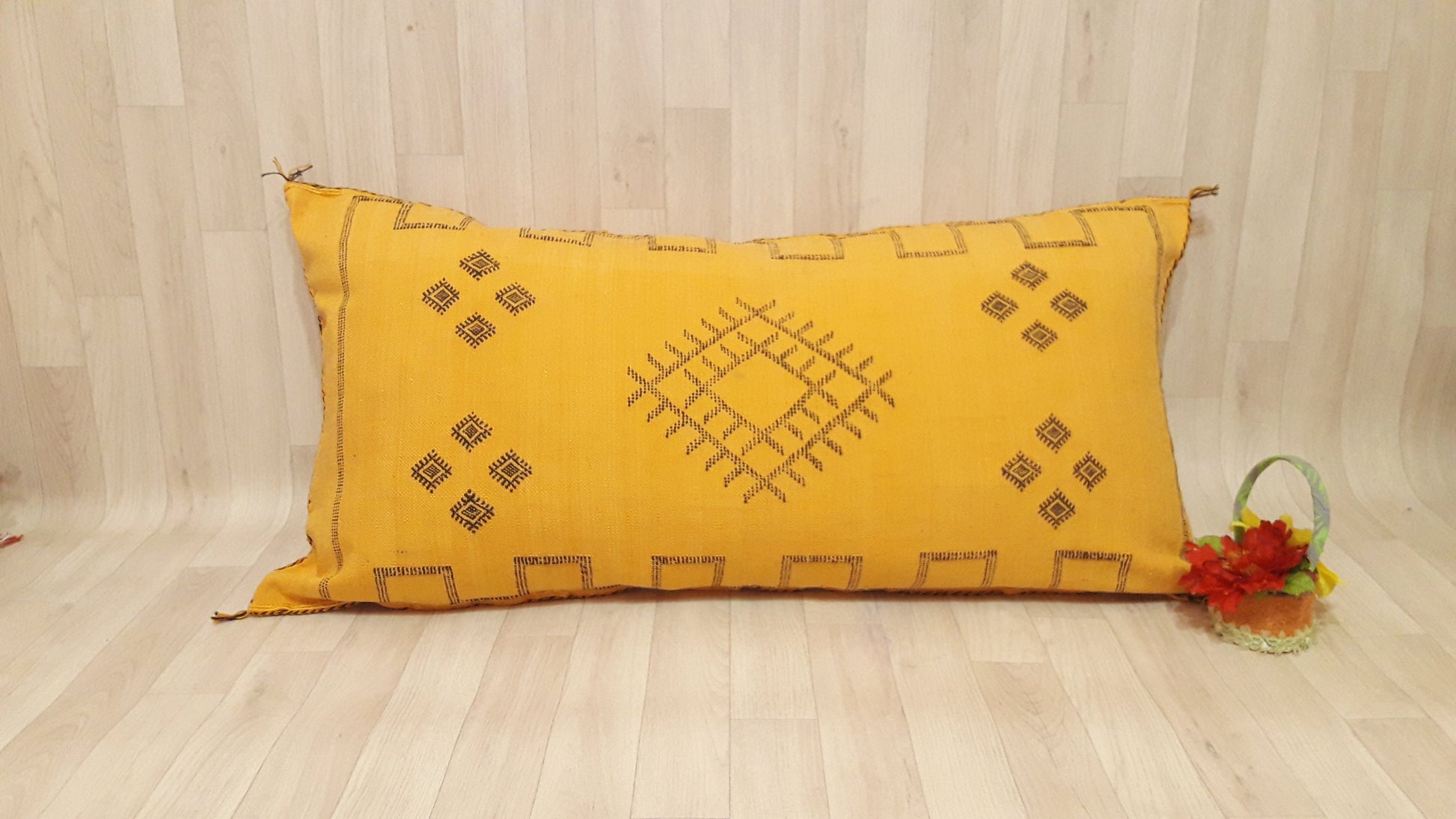 Washed Cactus Silk Decorative Pillow Cover with Zipper - Silk Sabra Pillow Cover - Handmade Pillow .CUSHION COVER ,Moroccan Lumbar Pillow
