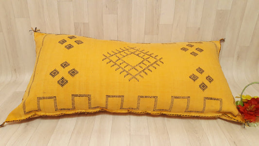 Washed Cactus Silk Decorative Pillow Cover with Zipper - Silk Sabra Pillow Cover - Handmade Pillow .CUSHION COVER ,Moroccan Lumbar Pillow