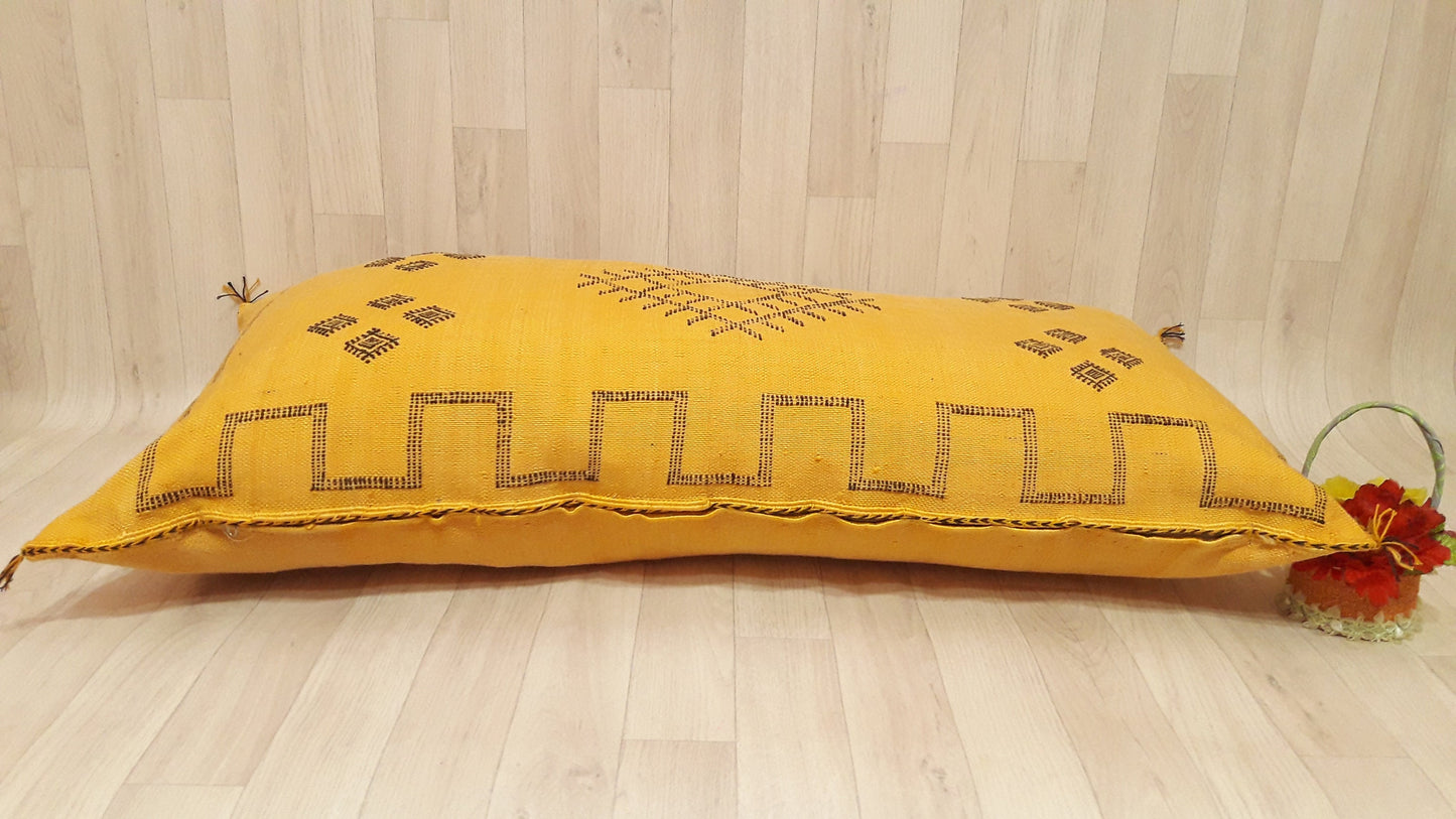 Washed Cactus Silk Decorative Pillow Cover with Zipper - Silk Sabra Pillow Cover - Handmade Pillow .CUSHION COVER ,Moroccan Lumbar Pillow