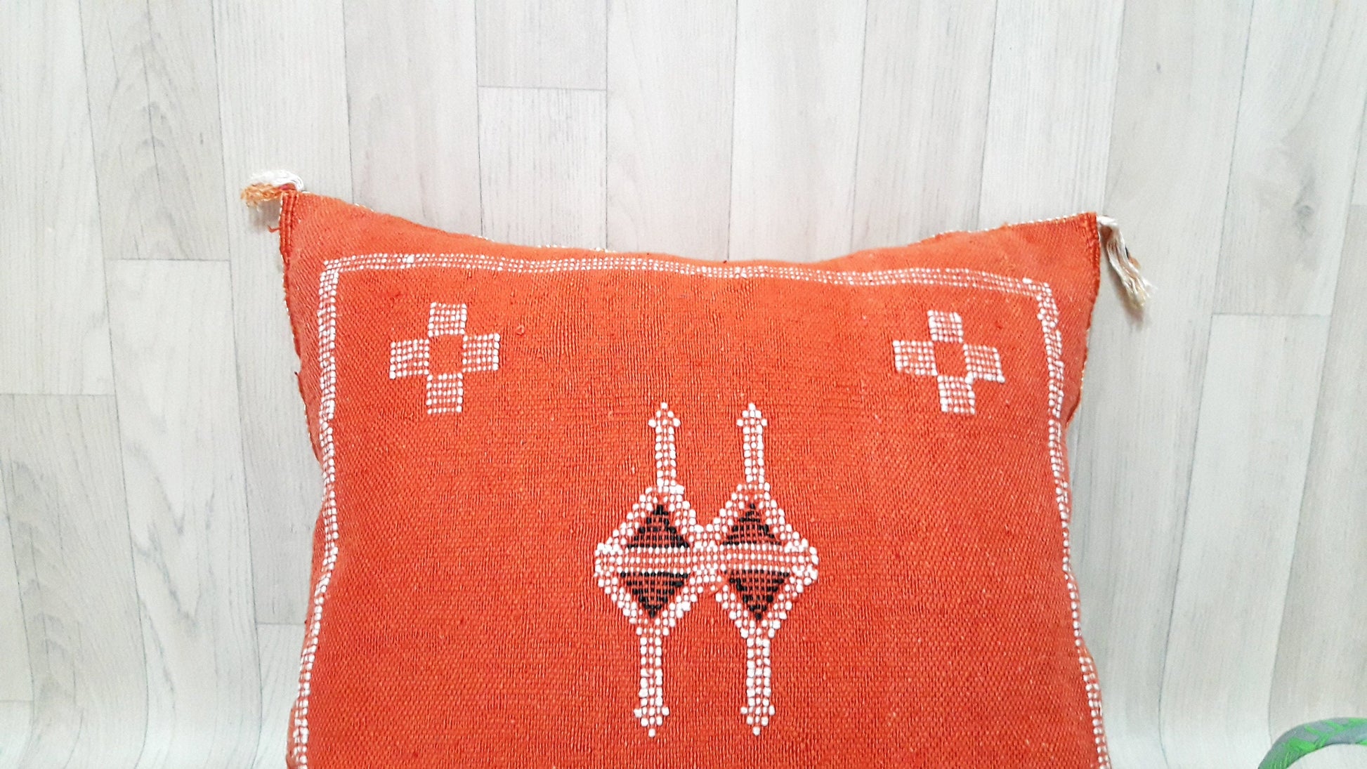 Orange Cactus Silk Pillow, Moroccan Cactus Silk Cushion,Morocco Pillow Handmade Sabra Pillow, Throw Pillow, Decorative Pillow, Home Decor.