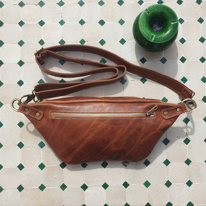 Vintage Brown Leather Fanny Pack Crossbody Women Belt Bag Sling Bag Waist Bag for Men