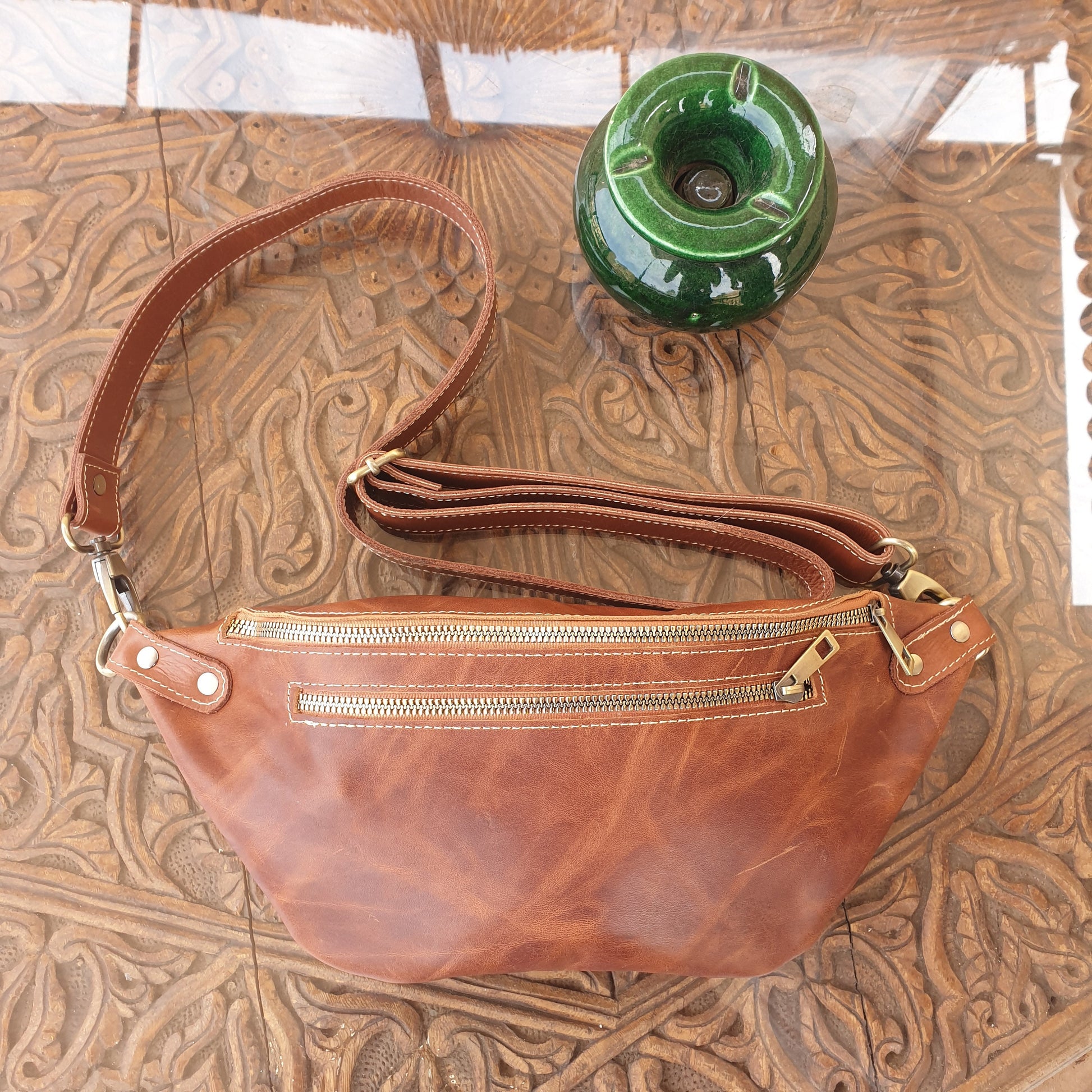 Vintage Brown Leather Fanny Pack Crossbody Women Belt Bag Sling Bag Waist Bag for Men