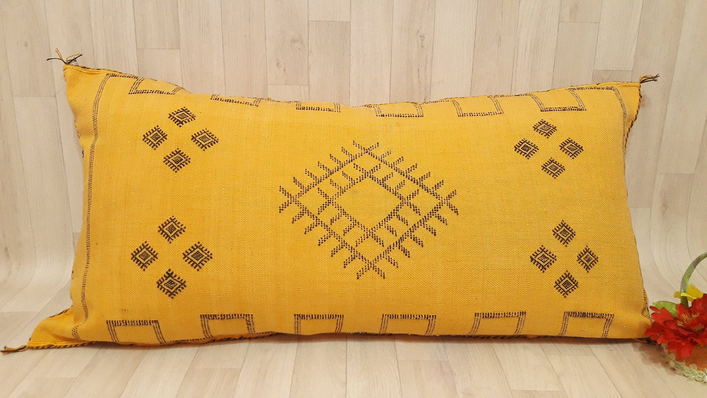 Washed Cactus Silk Decorative Pillow Cover with Zipper - Silk Sabra Pillow Cover - Handmade Pillow .CUSHION COVER ,Moroccan Lumbar Pillow