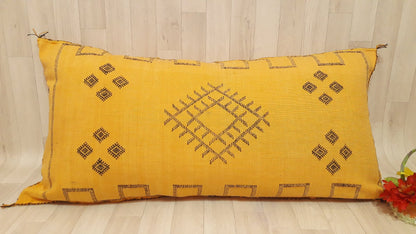 Washed Cactus Silk Decorative Pillow Cover with Zipper - Silk Sabra Pillow Cover - Handmade Pillow .CUSHION COVER ,Moroccan Lumbar Pillow