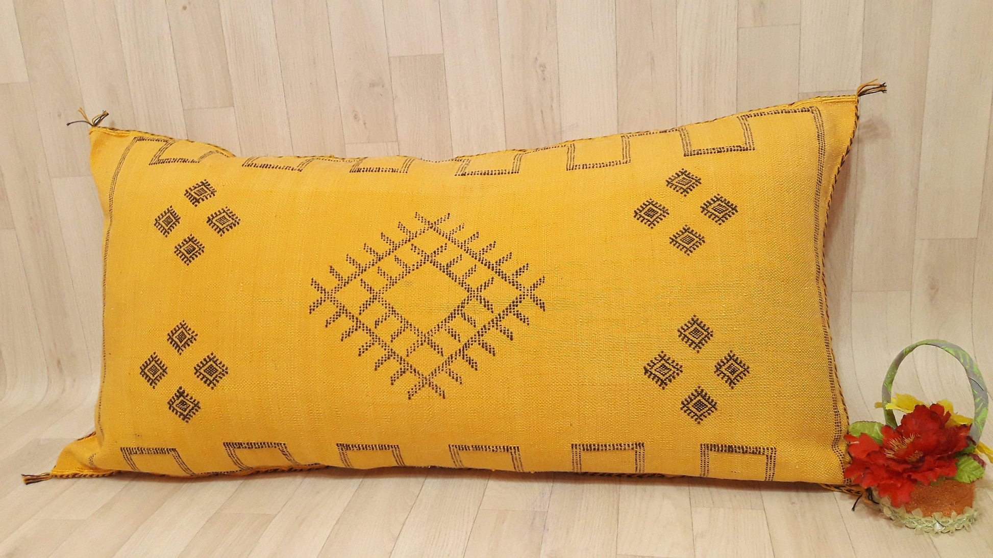 Washed Cactus Silk Decorative Pillow Cover with Zipper - Silk Sabra Pillow Cover - Handmade Pillow .CUSHION COVER ,Moroccan Lumbar Pillow