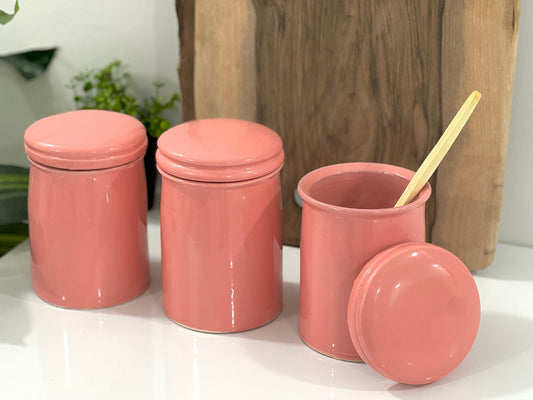 Handmade Tea Coffee Sugar Canister Set of 3, Pottery Canister Set of 3, Kitchen Storage Tins, Tea Caddy, Kitchen Storage Jars, Kitchen Goods