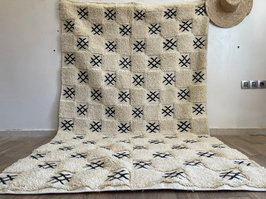 Amazing Morrocan Rug - Moroccan Outdoor Rug - Oriental Beni Ourain Rug 8X8.5 Feet - Checkerboard Rug - Large Area Rugs for Living Room