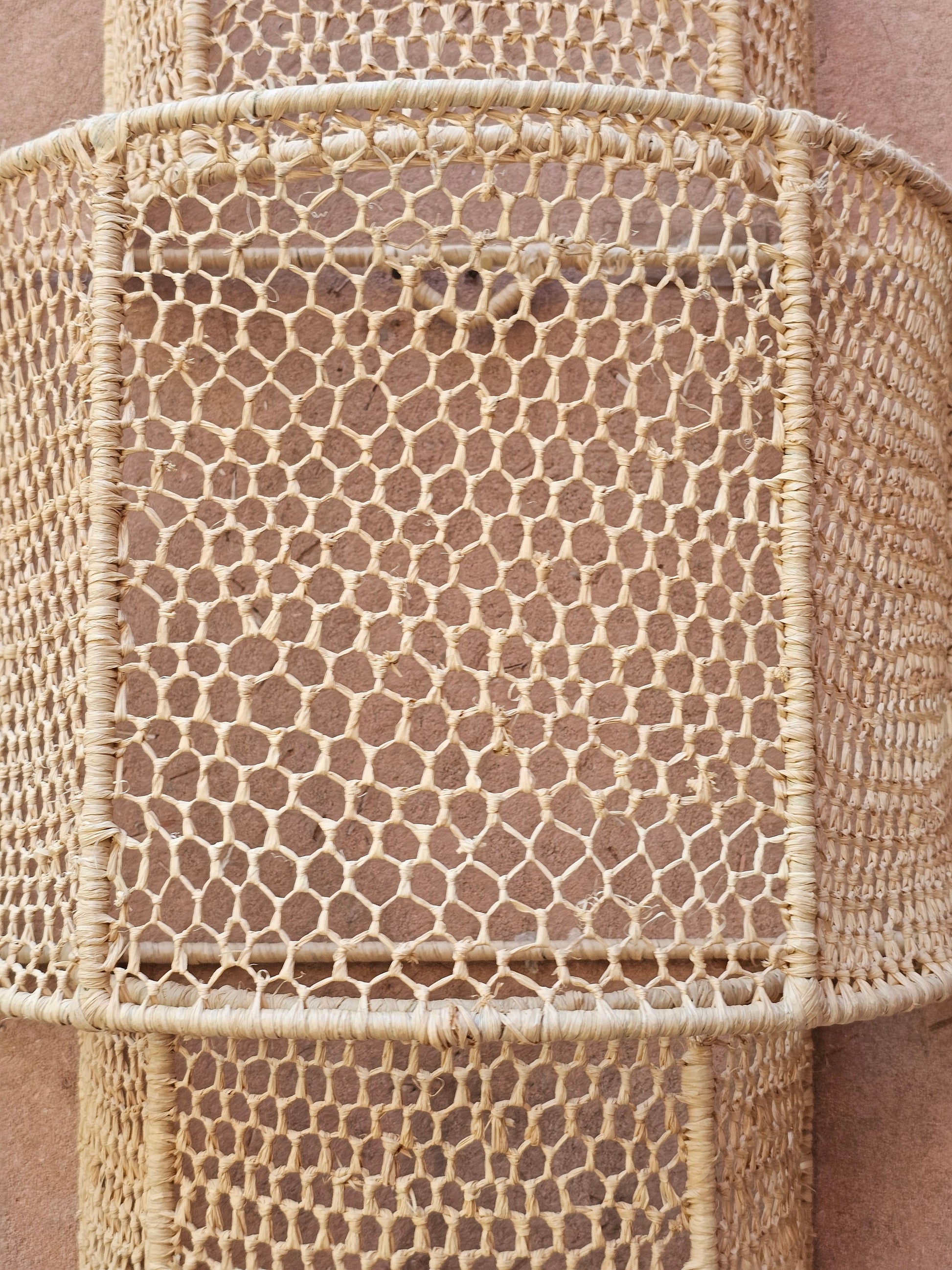 Raffia Wall Light in Honeycomb , Wall Decor Lighting in Raffia , Raffia Sconce