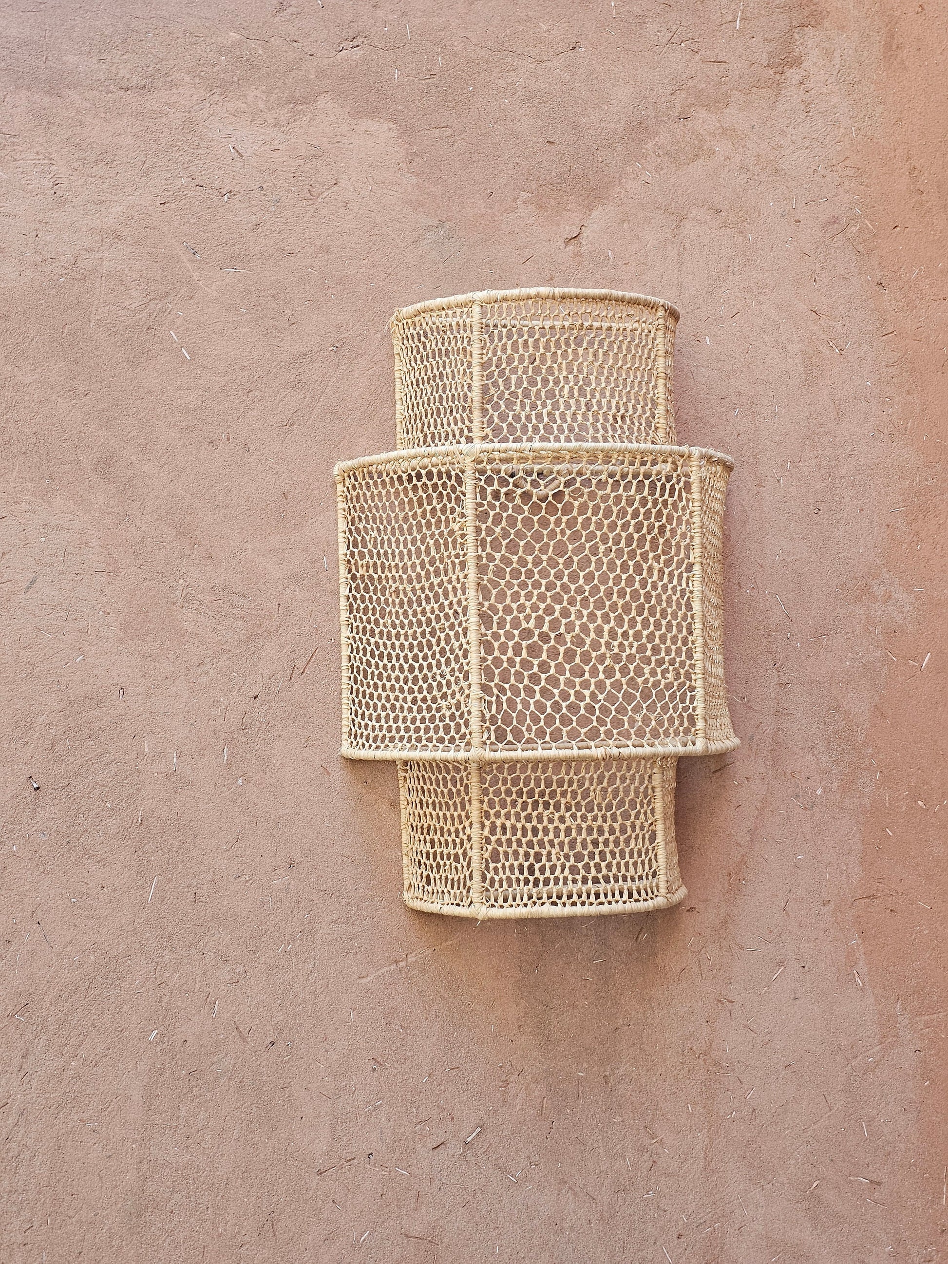 Raffia Wall Light in Honeycomb , Wall Decor Lighting in Raffia , Raffia Sconce