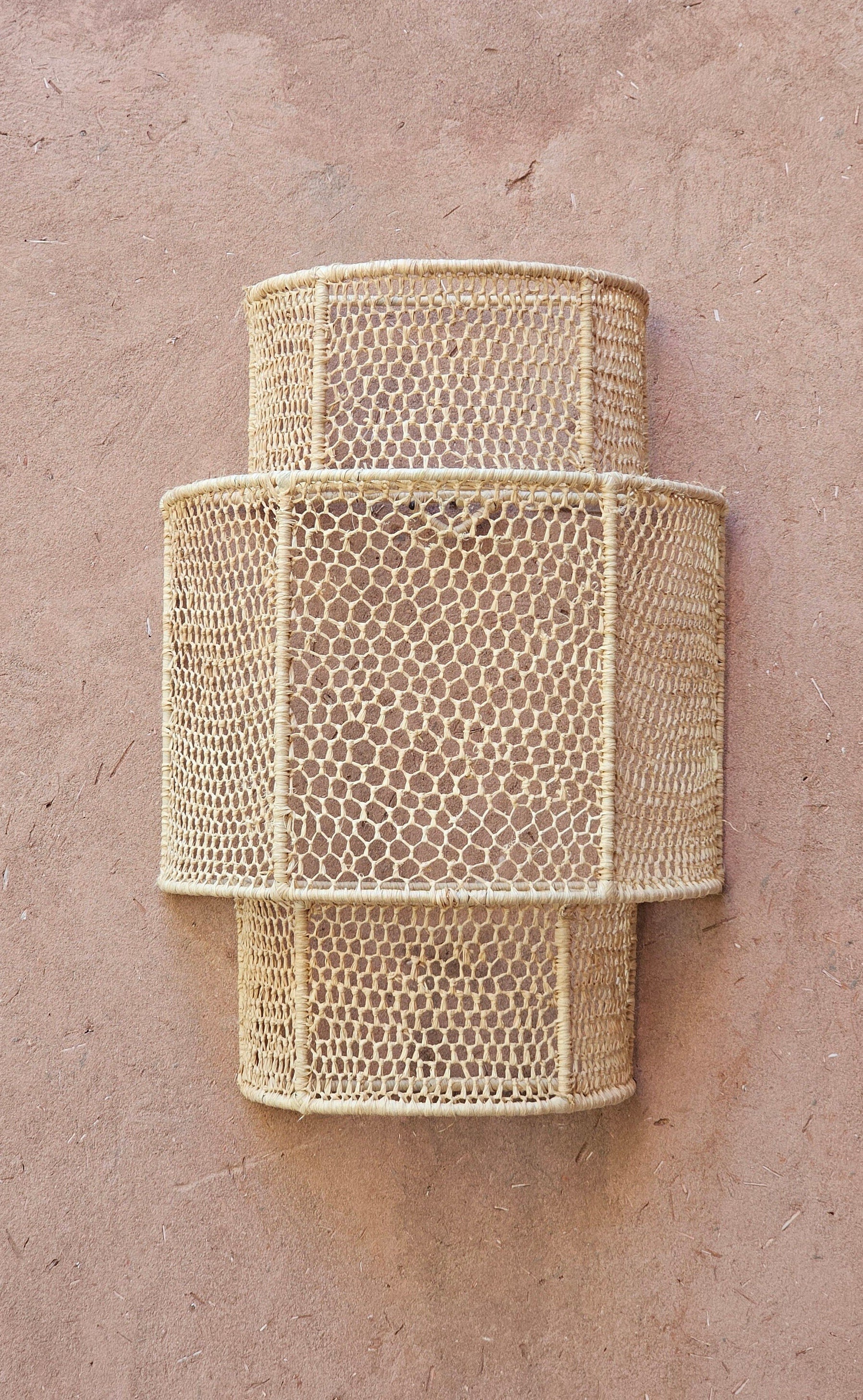 Raffia Wall Light in Honeycomb , Wall Decor Lighting in Raffia , Raffia Sconce