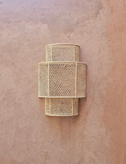Raffia Wall Light in Honeycomb , Wall Decor Lighting in Raffia , Raffia Sconce