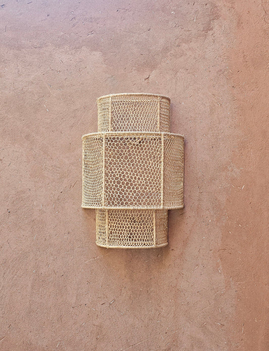 Raffia Wall Light in Honeycomb , Wall Decor Lighting in Raffia , Raffia Sconce